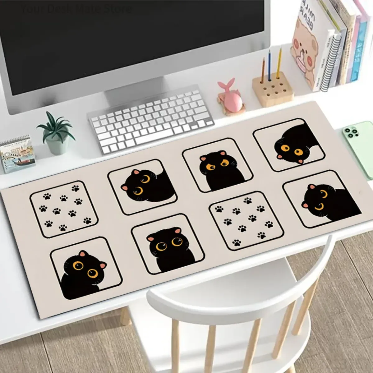 Esports Gaming School - Grid Design Black Cat Gaming Mouse