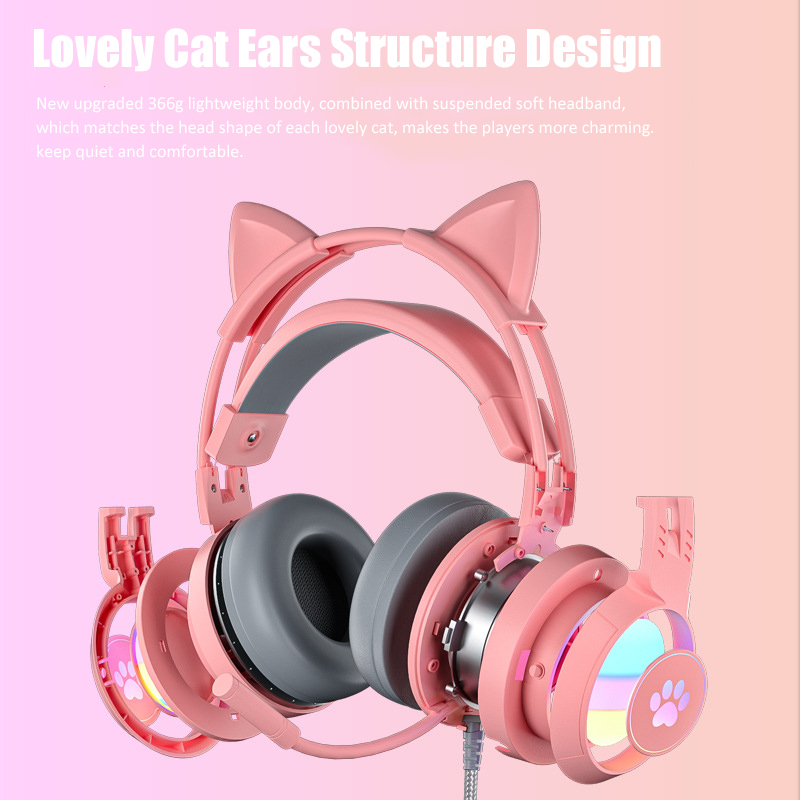 Cute Cat Ear Gaming Headphones - Esports Gaming Monitor ulasan dan harga