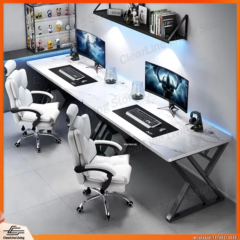 Double Computer Desk Long Gami - Esports Gaming School ulasan dan harga