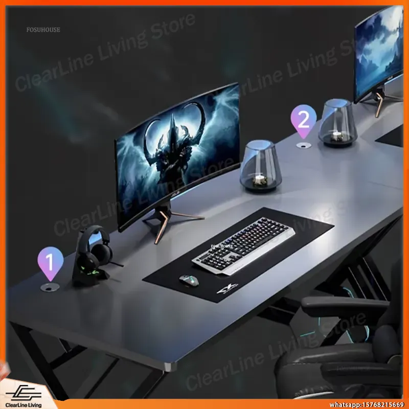 Double Computer Desk Long Gami - Esports Gaming School ulasan dan harga