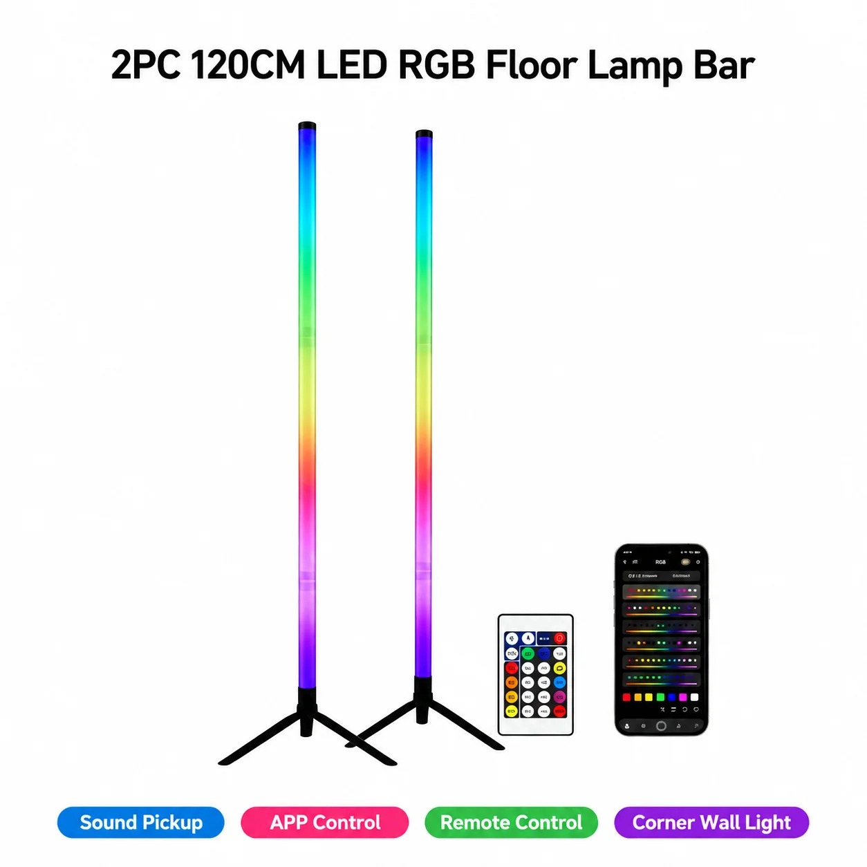 2PCS 120CM RGB Floor Lamp, Sou - Esports & Gaming Optics Gmbh ulasan dan harga