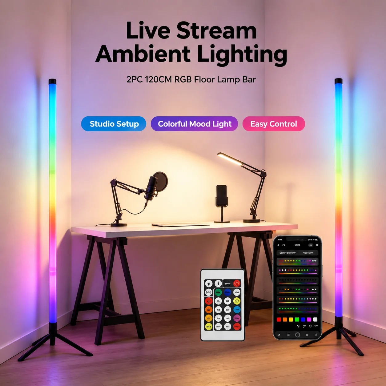 2PCS 120CM RGB Floor Lamp, Sou - Esports & Gaming Optics Gmbh ulasan dan harga
