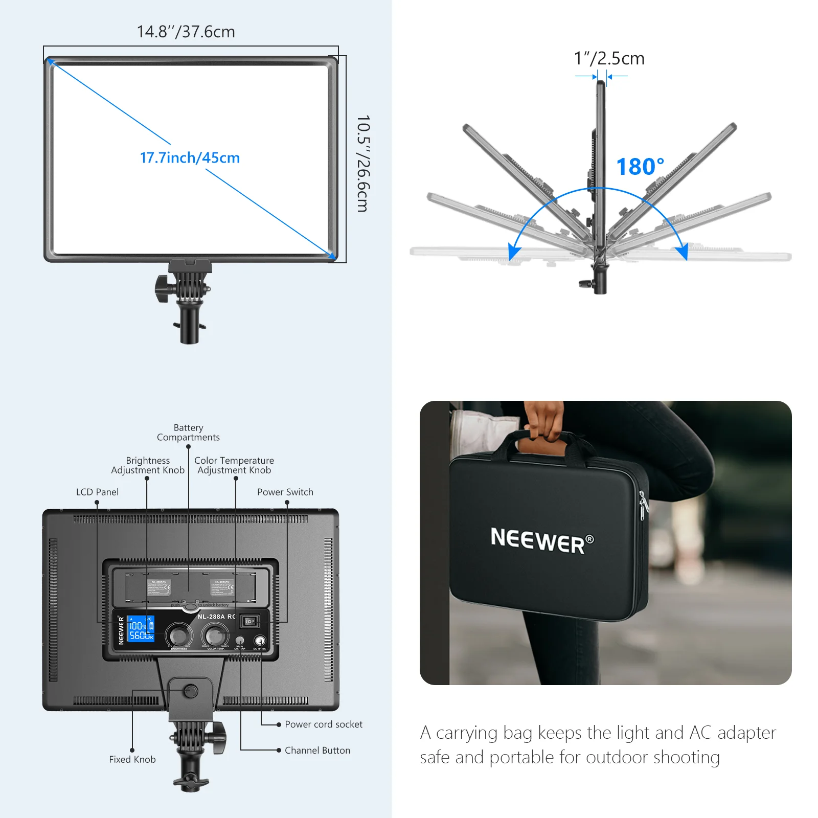Neewer NL288 Large LED Video L - Led Light Panel Stream ulasan dan harga